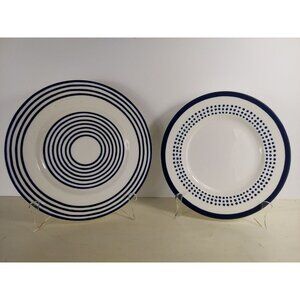 2 Lenox Kate Spade Charlotte St Blue 9 1/2" Accent Luncheon Plates East & West